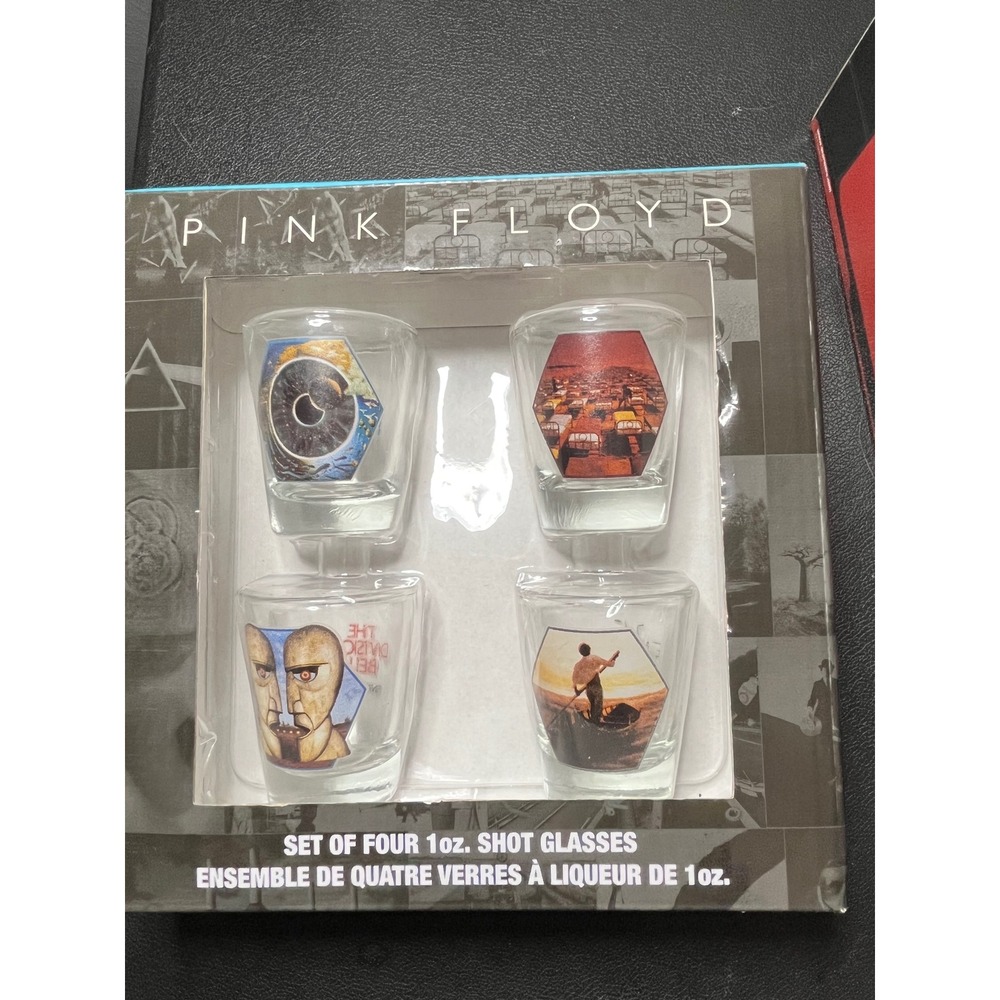 Pink Floyd Shot Glass Set of 4 1oz Album Art Division Bell Pulse Aquarius NEW